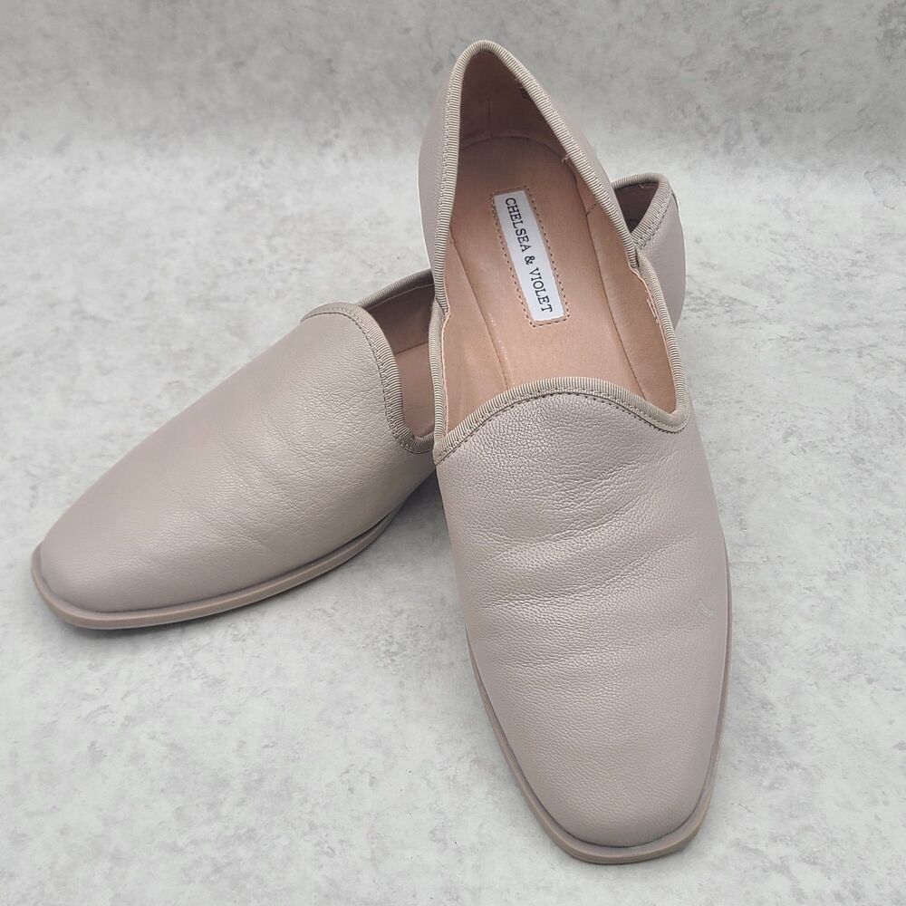 Chelsea & Violet Lousa Women's Slip On Flats 10 Medium Tan Beige Leather Uppers